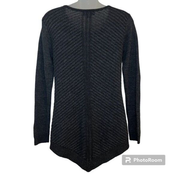 AGB Black Chevron Striped Long Sleeve Sweater Top Size Small - Picture 2 of 4